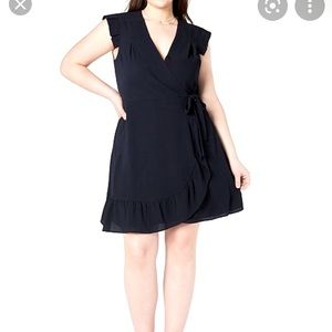 Monteau | Faux-Wrap Dress in Black (NWOT)